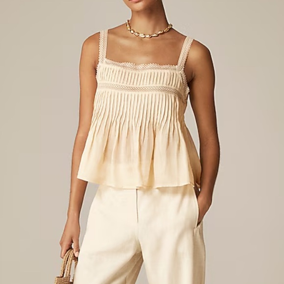 J. Crew Tops - J. Crew Cream Pleated Smocked Cami Top